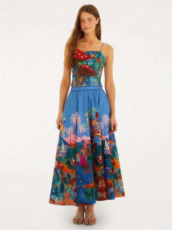FARM Rio Dresses & Skirts - FARM Rio Mushroom Dream Landscape Embroidered Top Skirt Two Piece Set NWT S/M